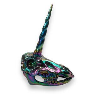 Bone Yard Iridescent Unicorn Skull Skeleton Halloween Decoration